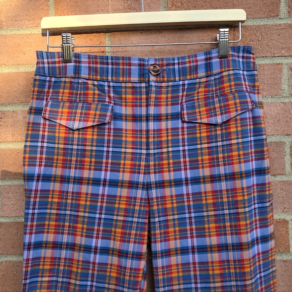 Anthropologie Maeve Plaid Bootcut Flare Checkered Retro High Rise Pants Size 8 - Picture 5 of 8